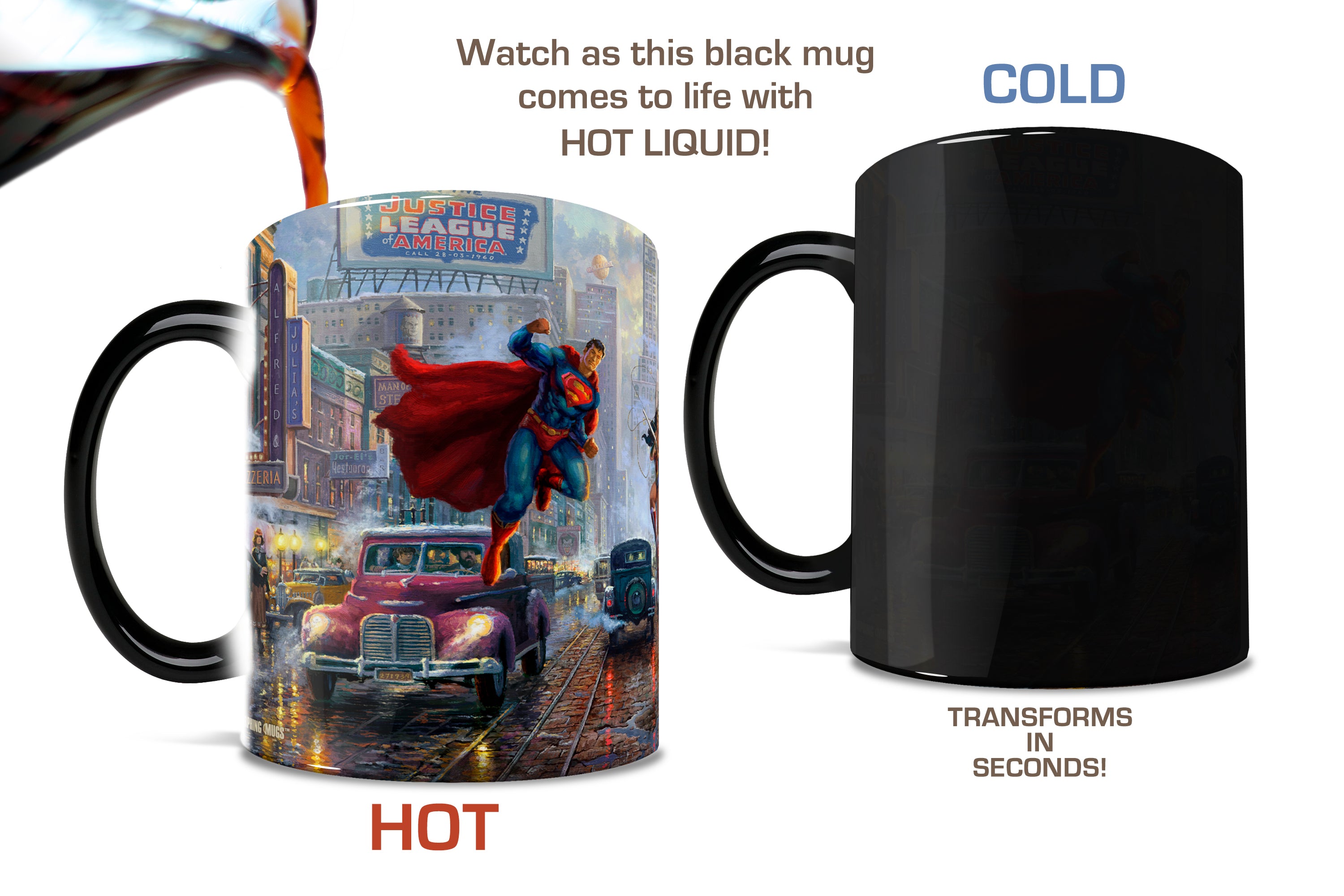 DC Comics (Batman, Superman and Wonder Woman) Morphing Mugs®  Heat-Sensitive Mug  Thomas Kinkade Studios Art MMUG847